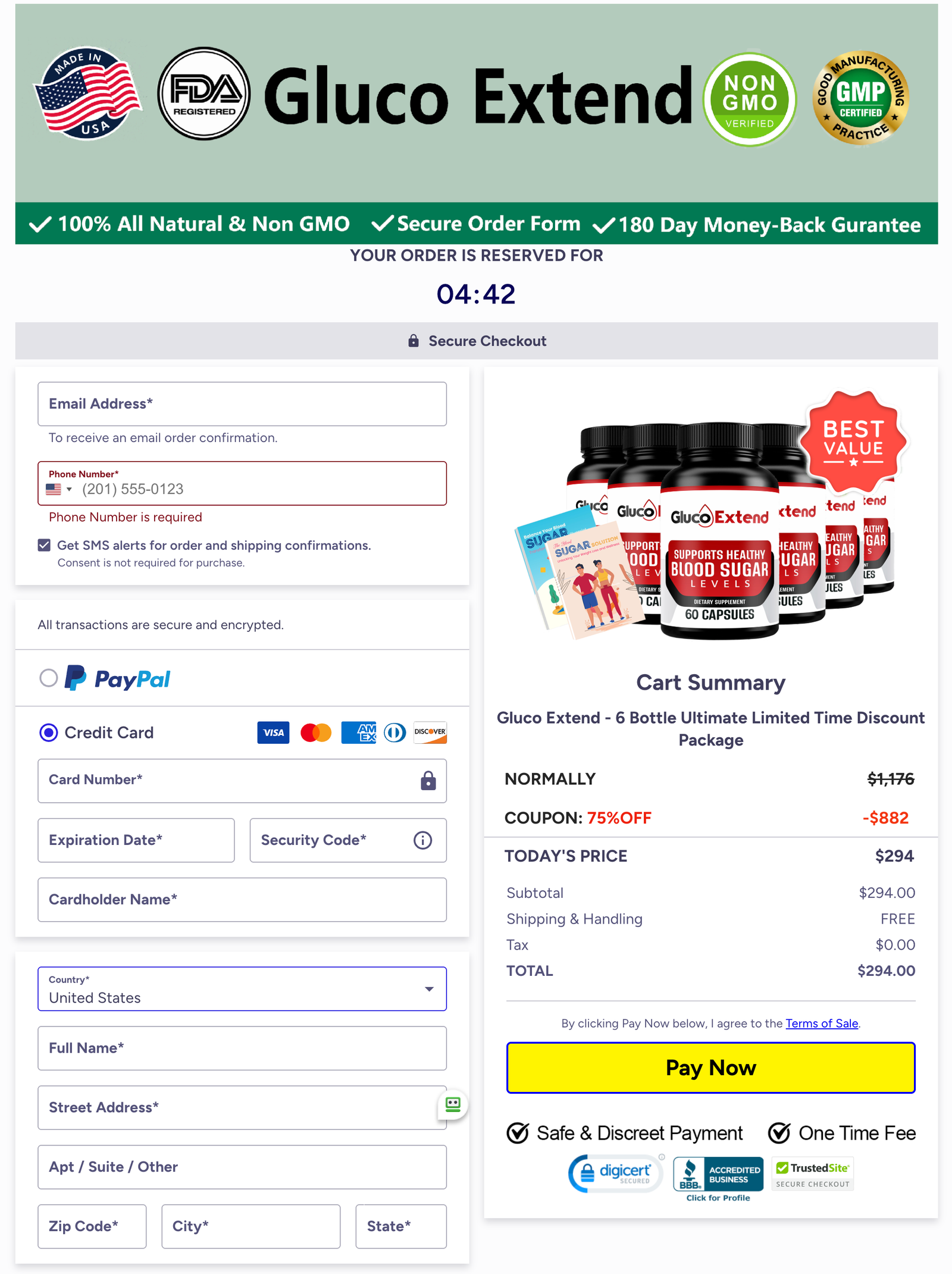 Gluco Extend Official Website Secure Order Page